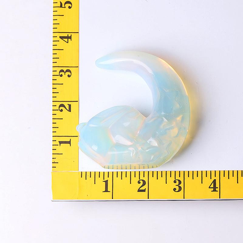 3" Opalite Moon with Rabbit Crystal Carvings Wholesale Crystals