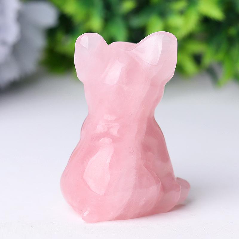 Rose Quartz Dog Crystal Carvings Wholesale Crystals