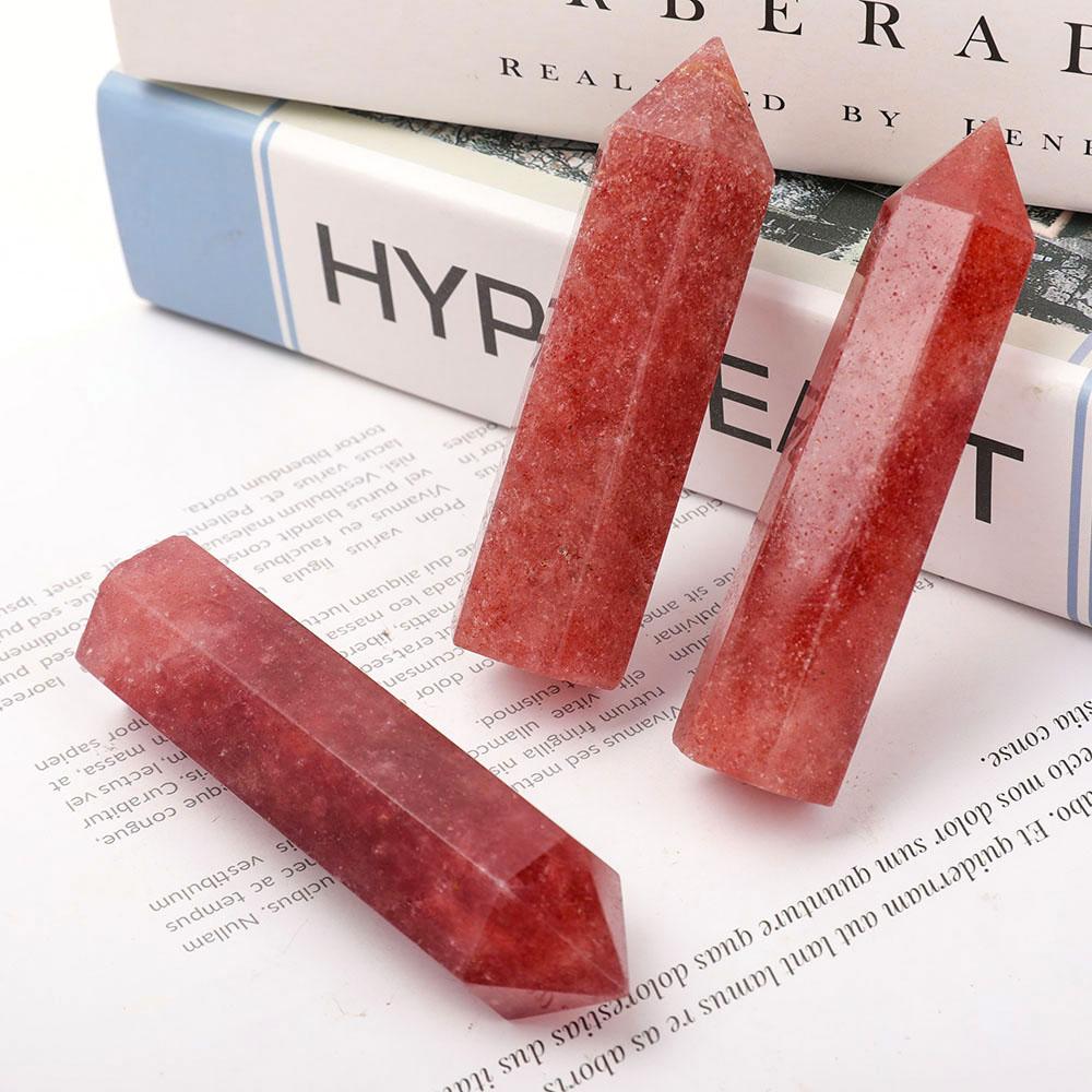 Set of 3 Strawberry Quartz Points Wholesale Crystals