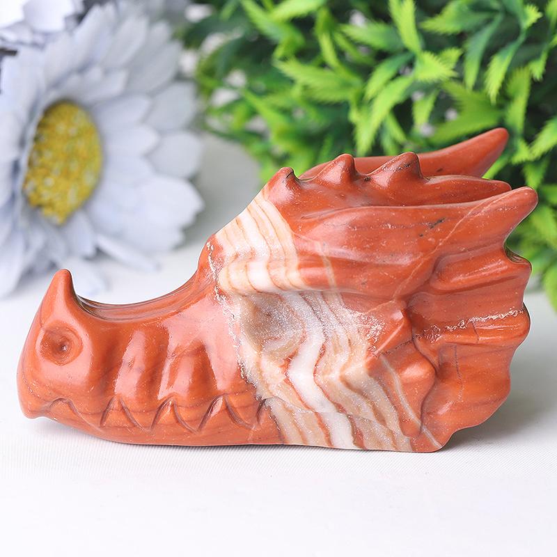 3" Red Jasper Dragon Head Crystal Carvings Wholesale Crystals