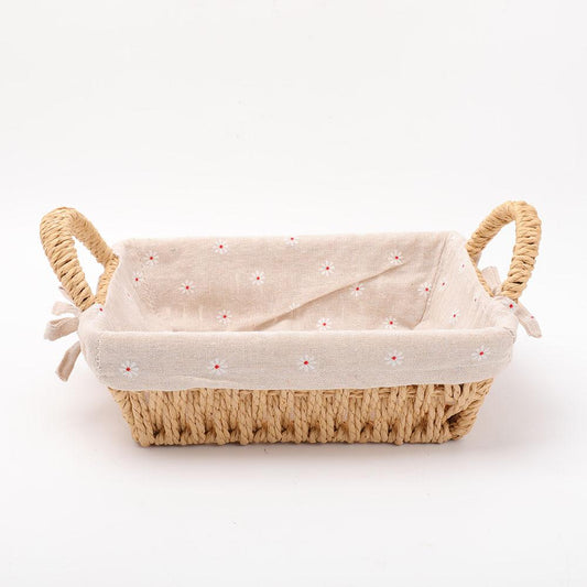 Straw Basket with Linen Lining Wholesale Crystals