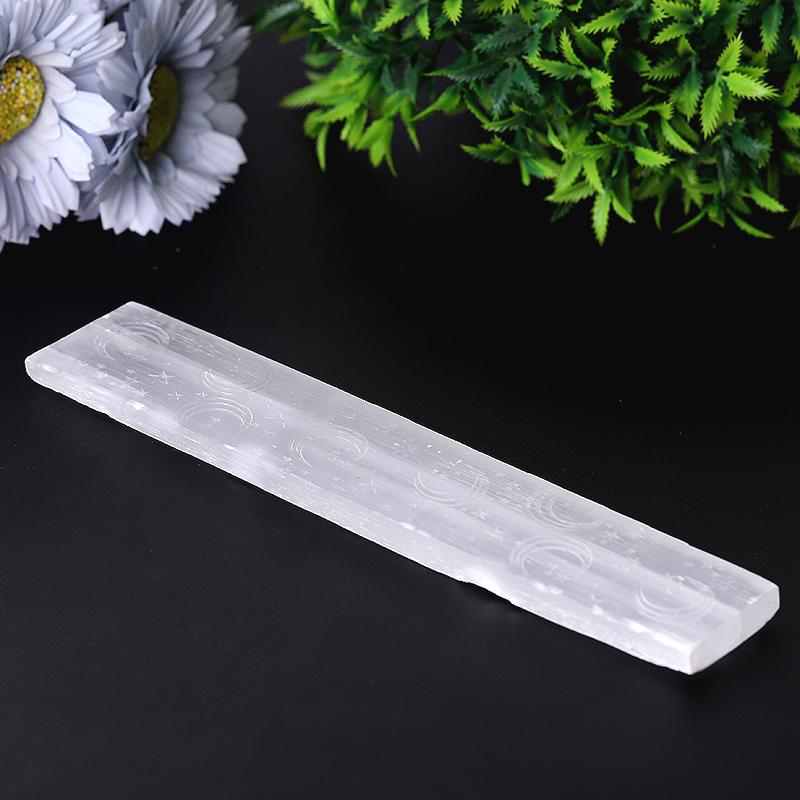 8" Selenite Wand with Laser Engraved Moon Pattern Wholesale Crystals