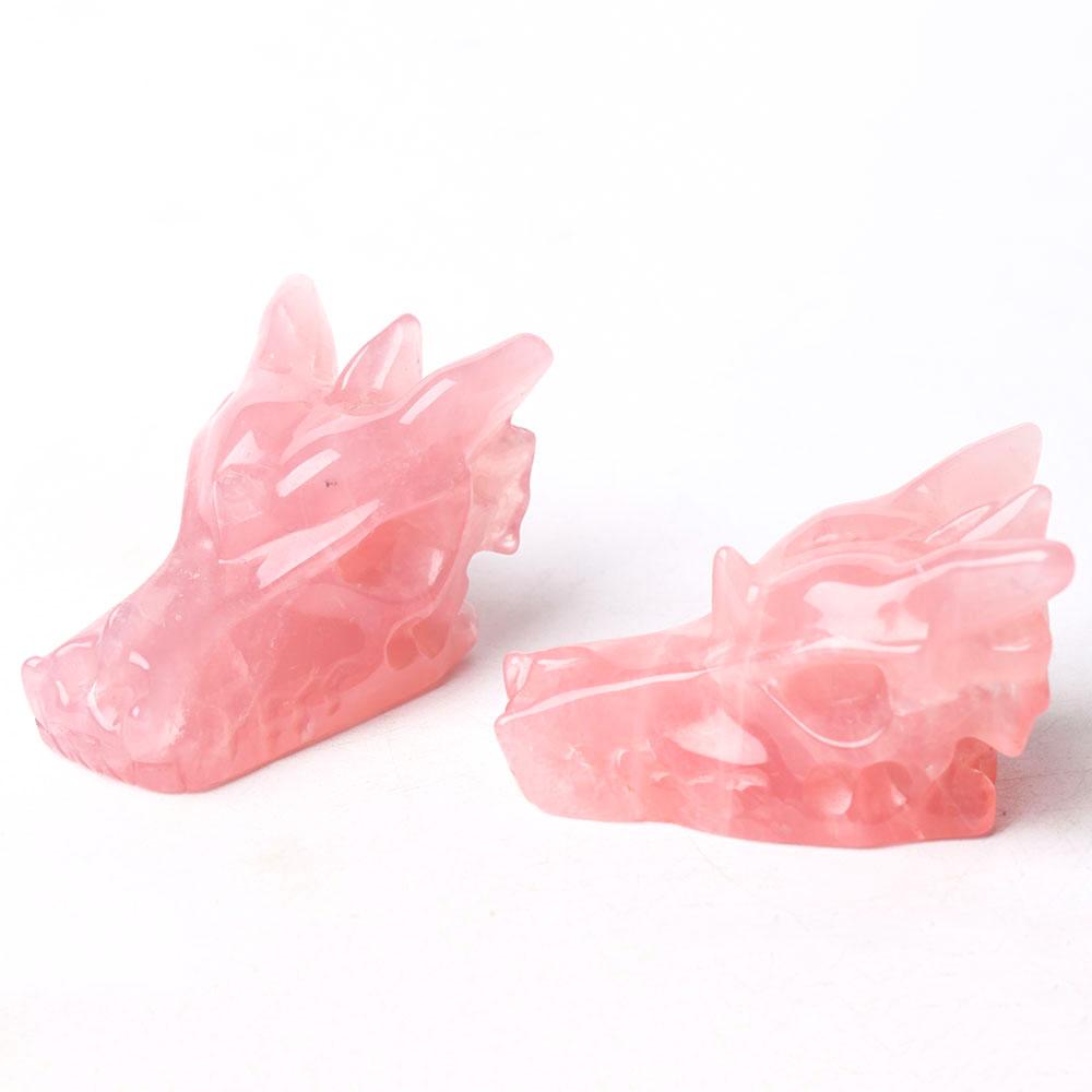 Rose Quartz Dragon Head Carving for Decoration Wholesale Crystals