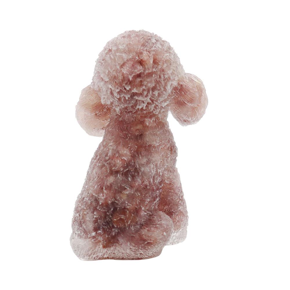 Resin Dog Figurines with Strawberry Gravel Toy Poodle for Kids Gifts Wholesale Crystals