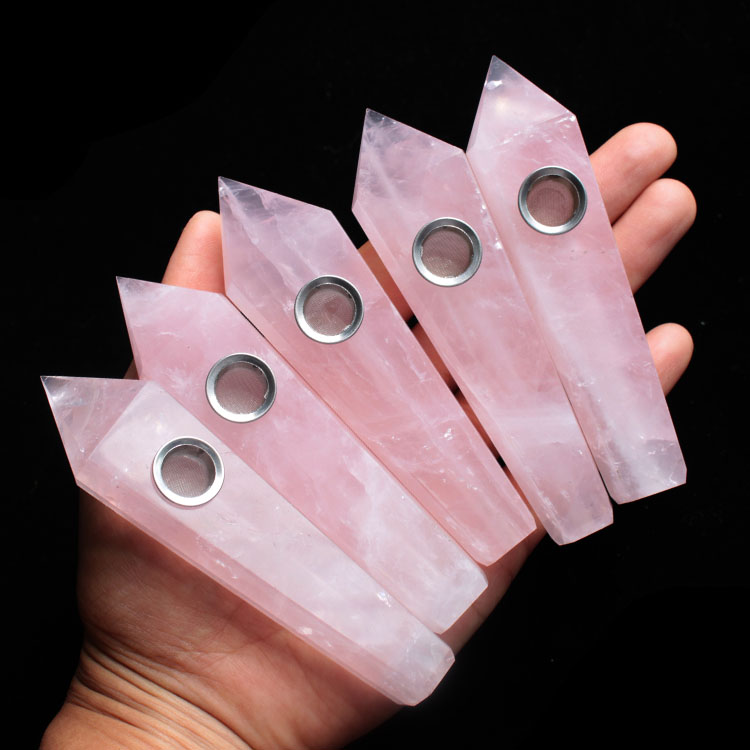 Rose Quartz Smoking Pipe wholesale support mixed customization Wholesale Crystals