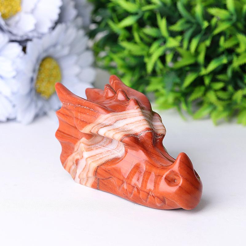 3" Red Jasper Dragon Head Crystal Carvings Wholesale Crystals