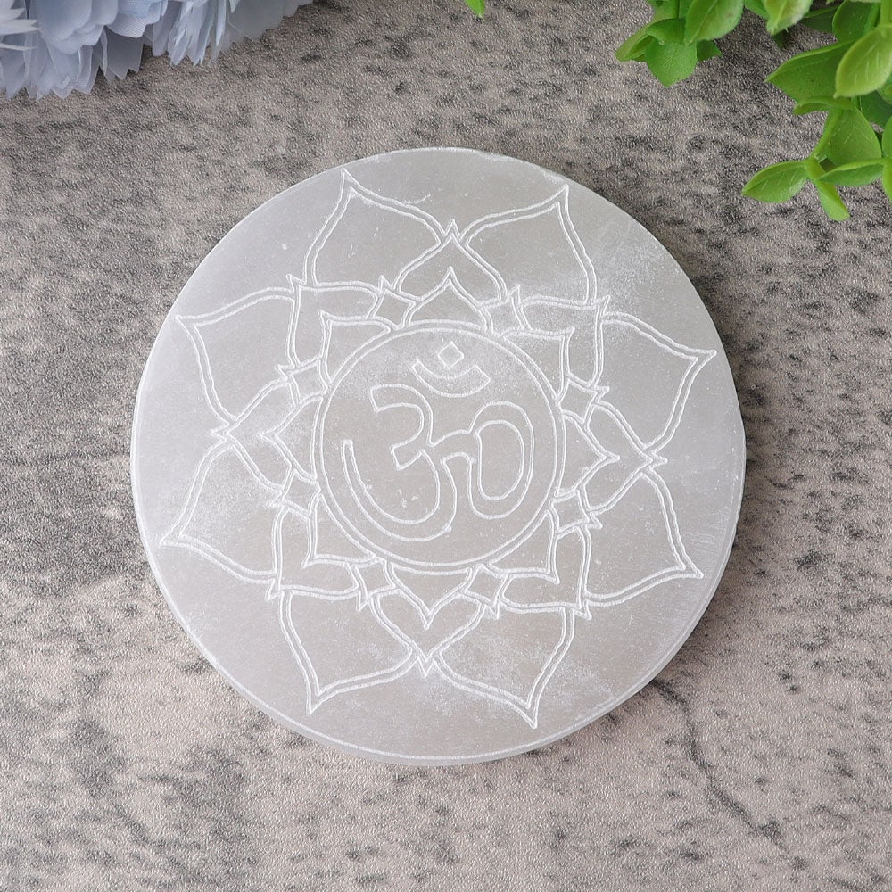 4" Selenite Coaster with Printing Wholesale Crystals