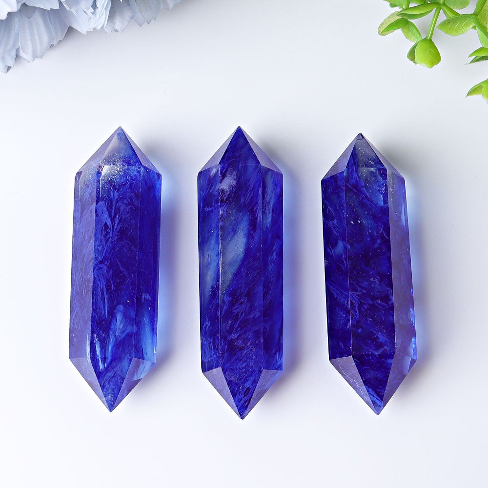 3.5"-4.0" Blue Smelting Double Terminated Crystal Points Wholesale Crystals