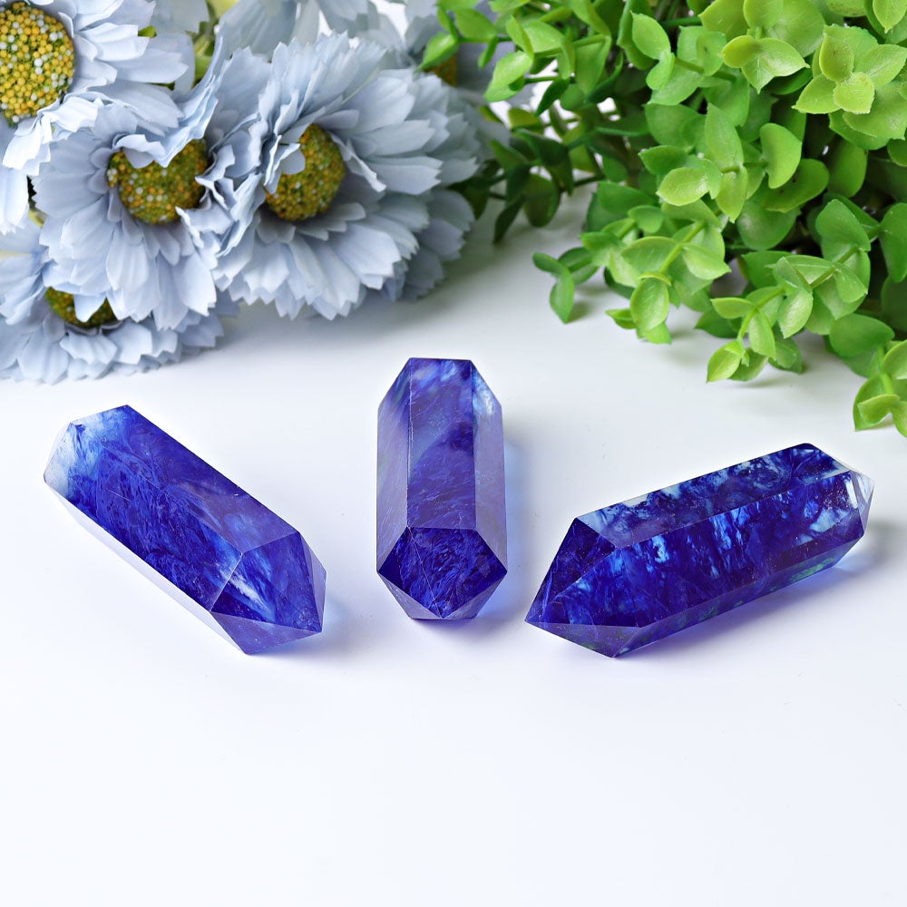 3.5"-4.0" Blue Smelting Double Terminated Crystal Points Wholesale Crystals