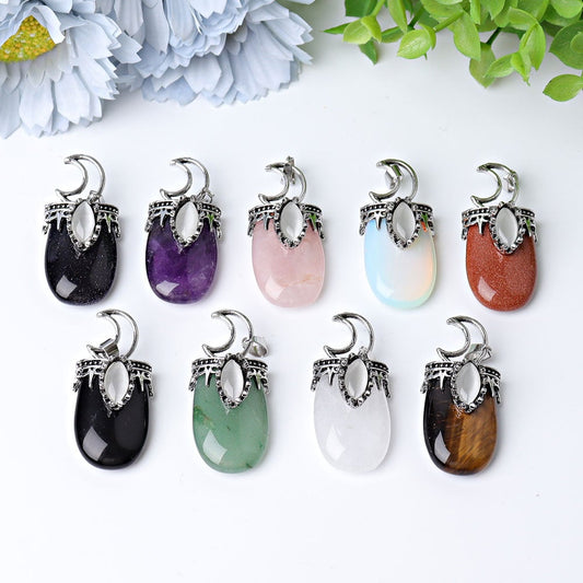 1.8" Crystal Pendant with Moon Decoration Wholesale Crystals