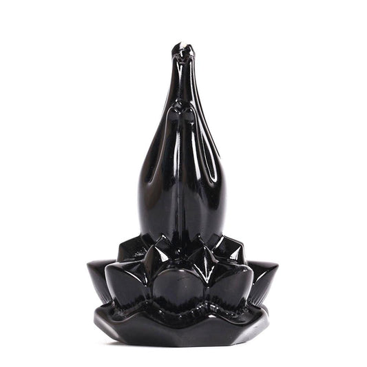 Black Obsidian Buddha Hand Carving Decoration Wholesale Crystals