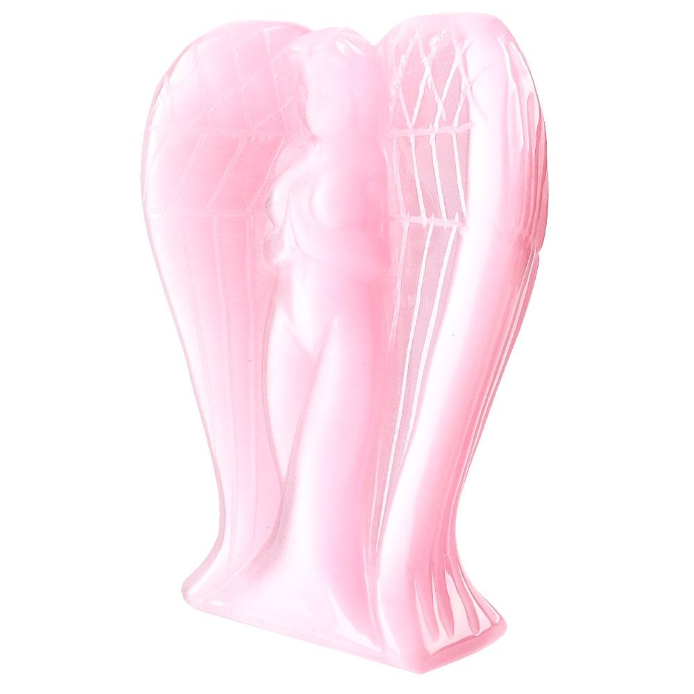 Large Hand Carved Pink Cat Eye Crystal Angel Statue for Home Decoration Wholesale Crystals