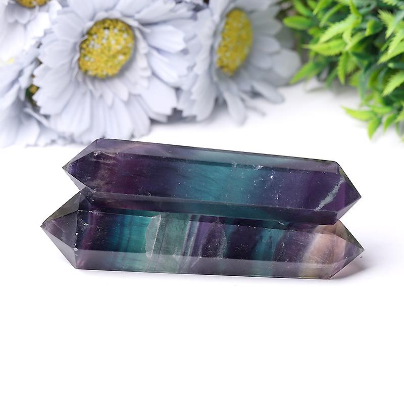 Natural Rainbow Fluorite Double Point Crystal Double Towers For Decoration For Gift Wholesale Crystals