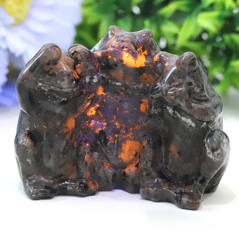 3" Yooperlite Frog See No Evil, Hear No Evil, Speak No Evil, Crystal Carvings Wholesale Crystals