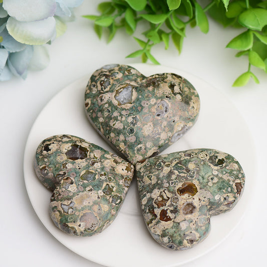 2.3" Rainforest Japer Heart Palm Stone  Wholesale Crystals