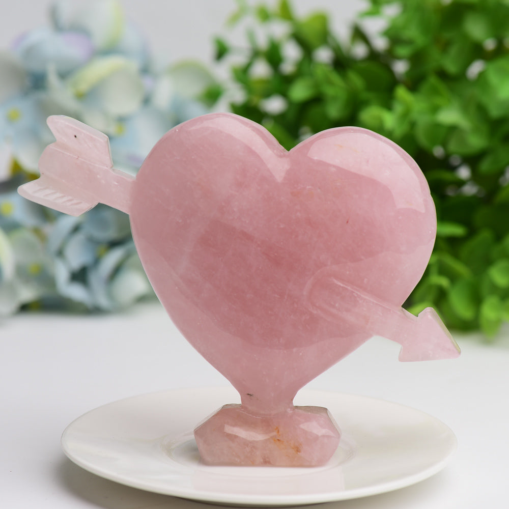 5.0" Rose Quartz Heart Arrow Crystal Carving  Wholesale Crystals