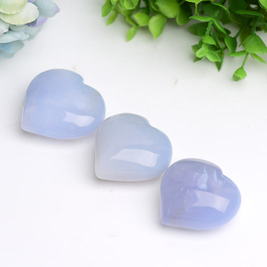 1.5"-2.5" Blue Chalcedony Heart Crystal Carving Bulk Wholesale  Wholesale Crystals