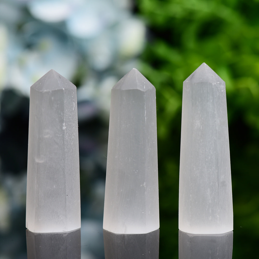 Set of 3 Selenite Points Bag  Wholesale Crystals