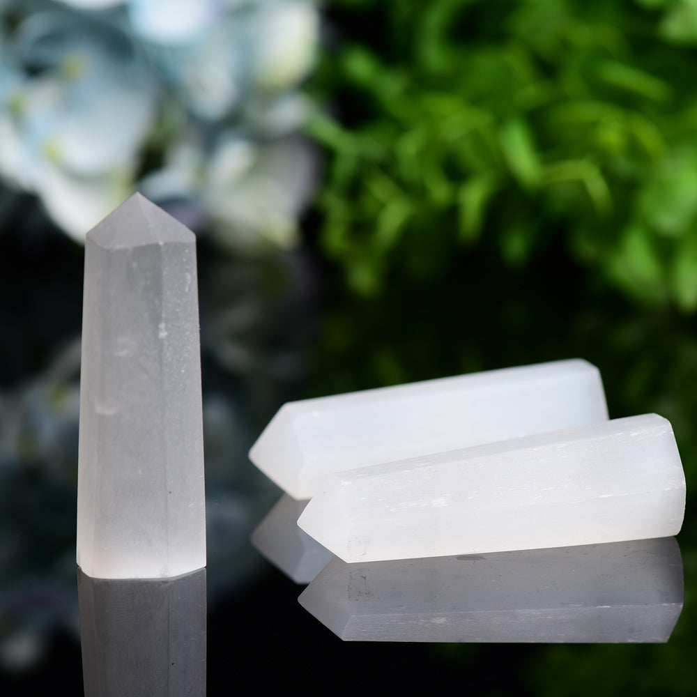 Set of 3 Selenite Points Bag  Wholesale Crystals