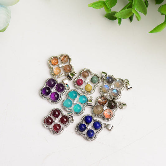 Mixed Crystal Flower Shape Pendant Bulk Wholesale  Wholesale Crystals