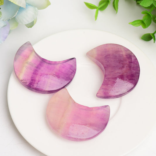 2.0" Purple Fluorite Moon Carving Bulk Wholesale  Wholesale Crystals