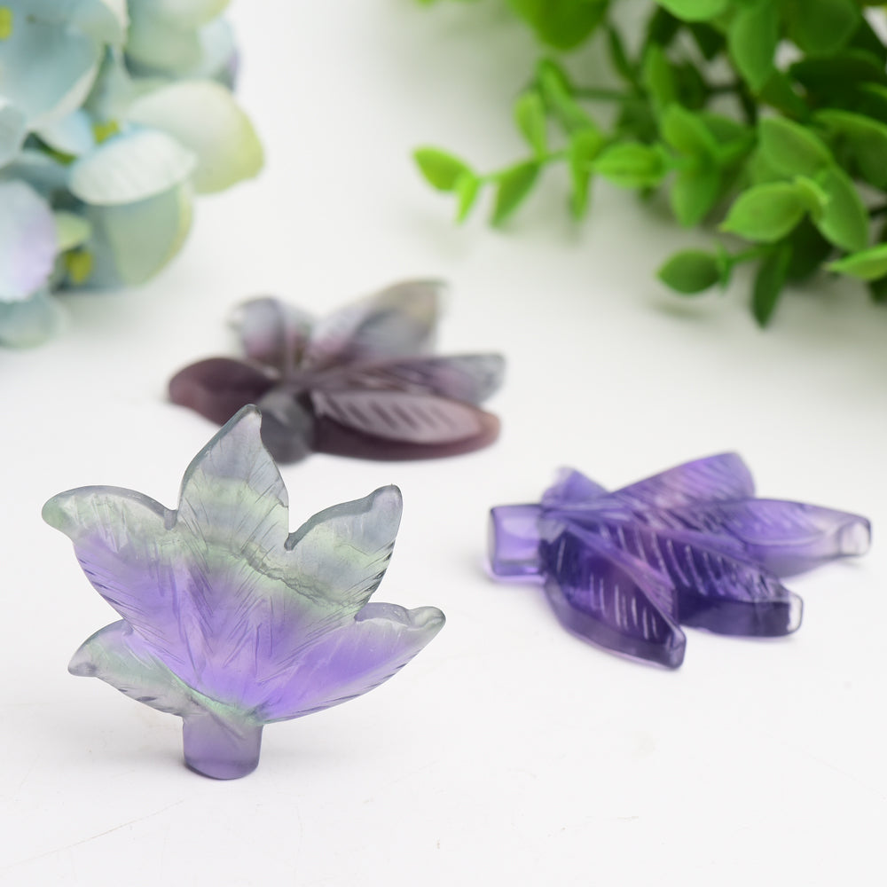 2.3" Fluorite Maple Leaf Crystal Carving Bulk Wholesale  Wholesale Crystals