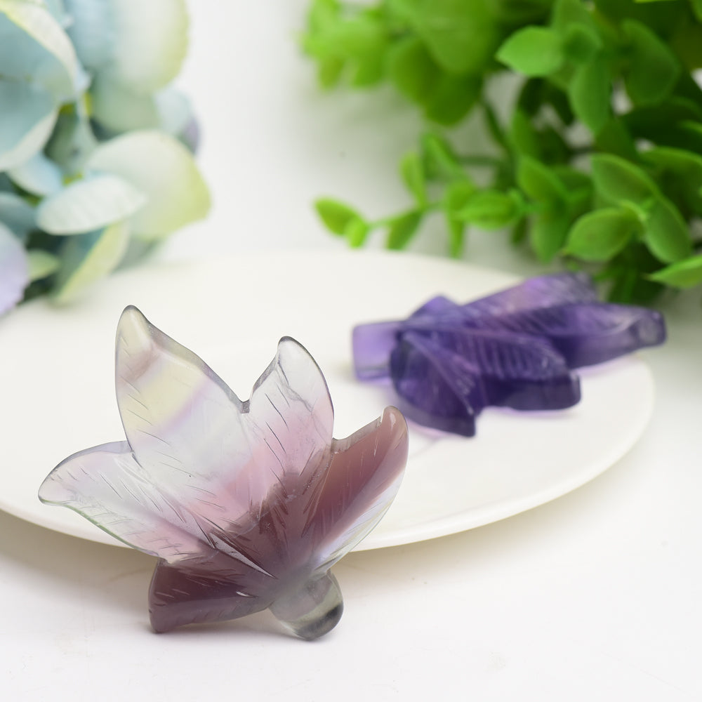 2.3" Fluorite Maple Leaf Crystal Carving Bulk Wholesale  Wholesale Crystals