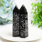 3.0"-3.5" Black Obsidian Crystal Point with Silver Moon Star Printing Bulk Wholesale  Wholesale Crystals