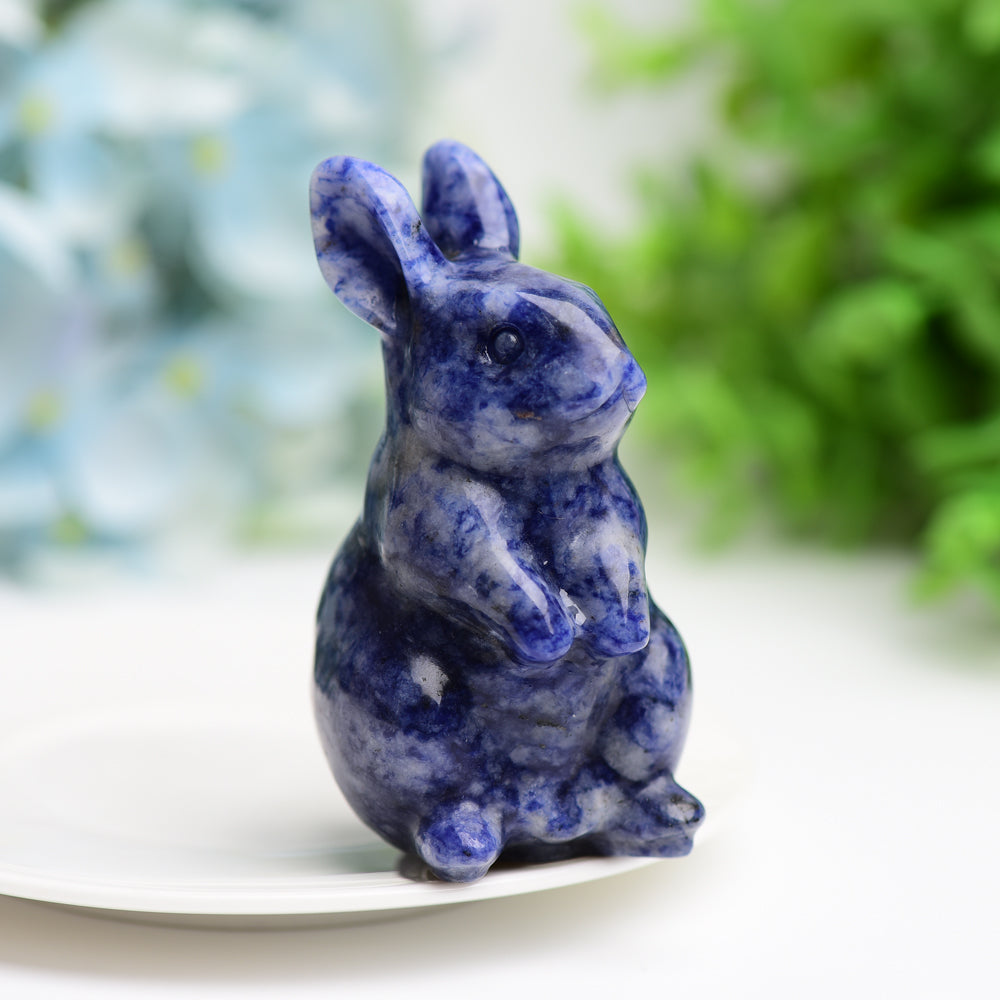 3.0" Sodalite Rabbit Animal Crystal Carving  Wholesale Crystals