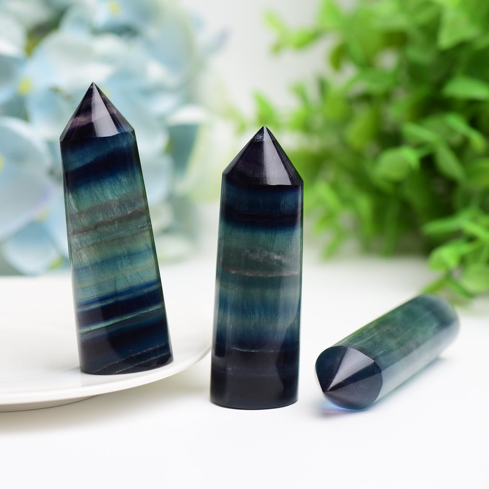 2.5"-3.5" Rainbow Fluorite Crystal Point  Wholesale Crystals