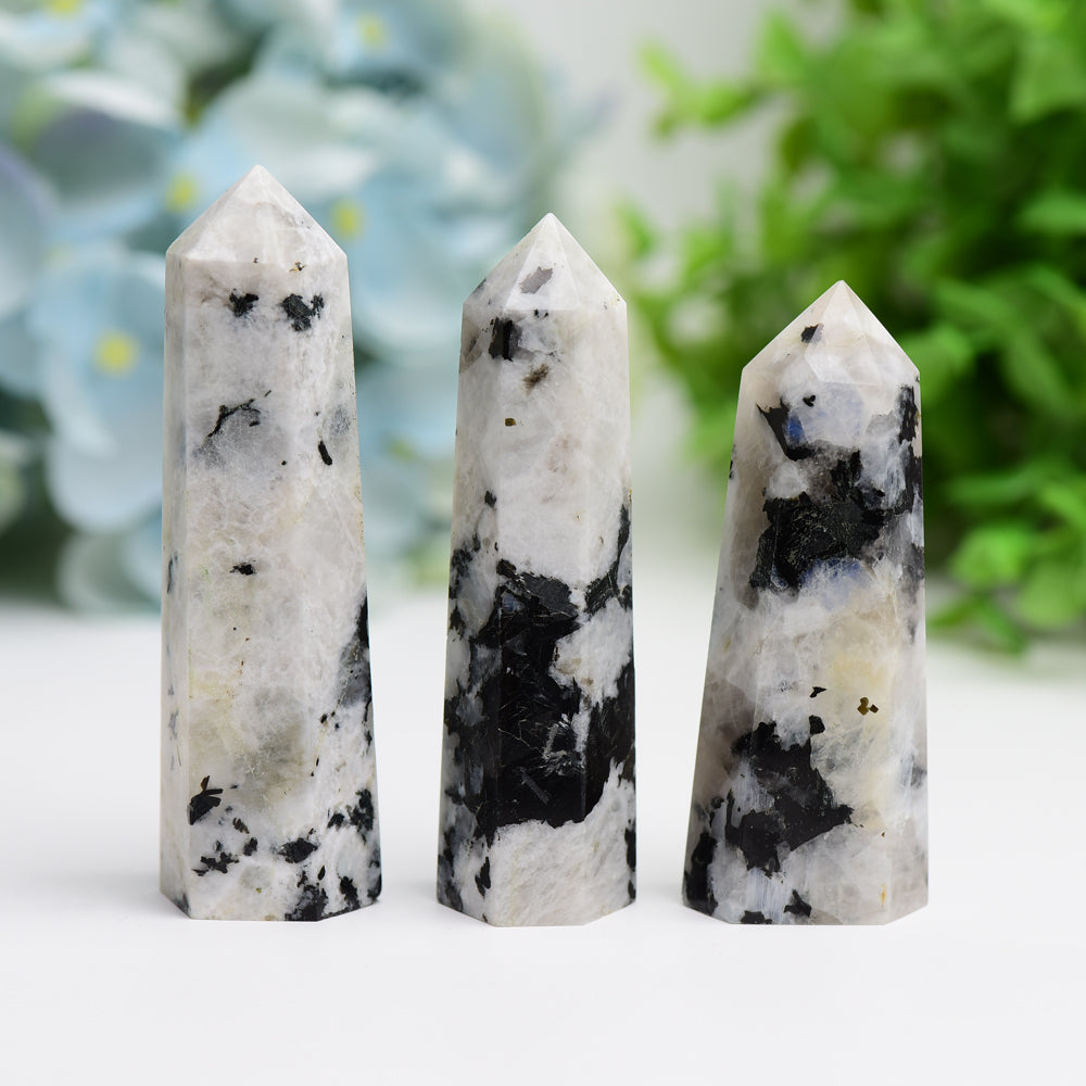 2.5"-4.5" Black Moon Stone Crystal Point Bulk Wholesale  Wholesale Crystals