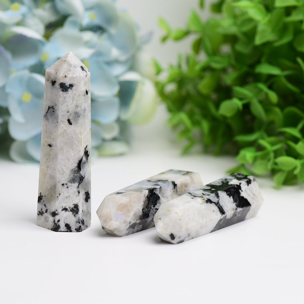 2.5"-4.5" Black Moon Stone Crystal Point Bulk Wholesale  Wholesale Crystals