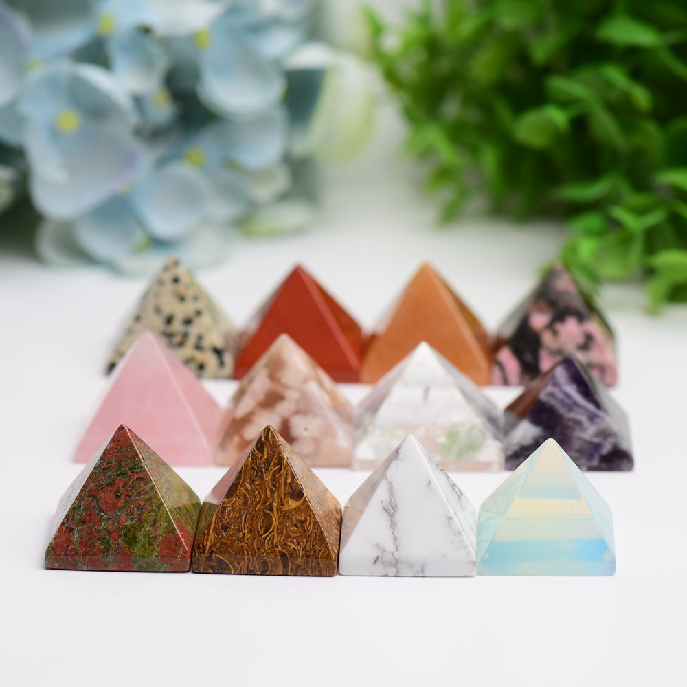 1.1" Mixed Crystal Pyramids Crystal Carving  Wholesale Crystals