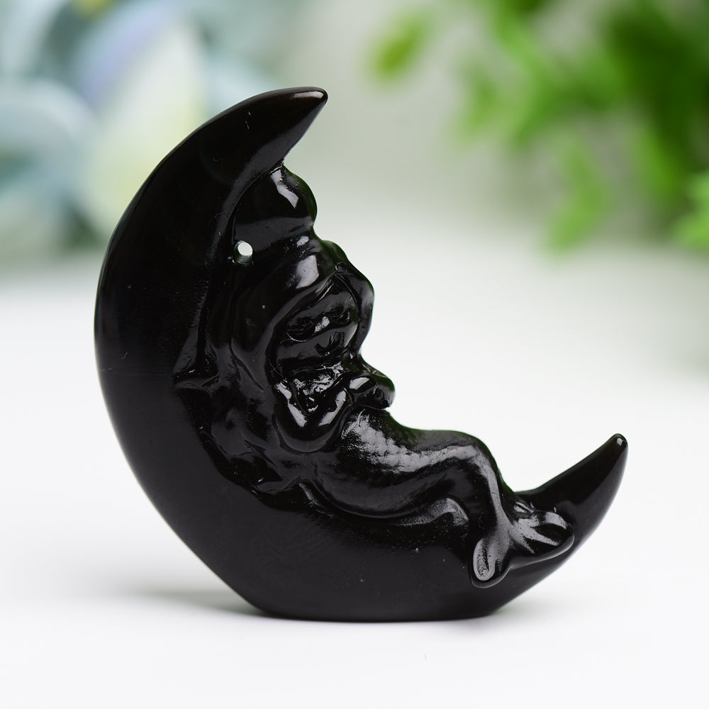 2.1" Moon with Fairy Crystal Carving Free Form  Wholesale Crystals