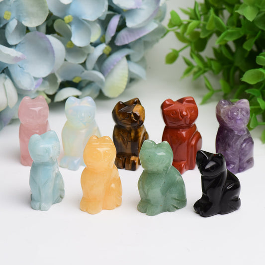 1.5" Mixed Crystal Cat Animal Crystal Carving  Wholesale Crystals