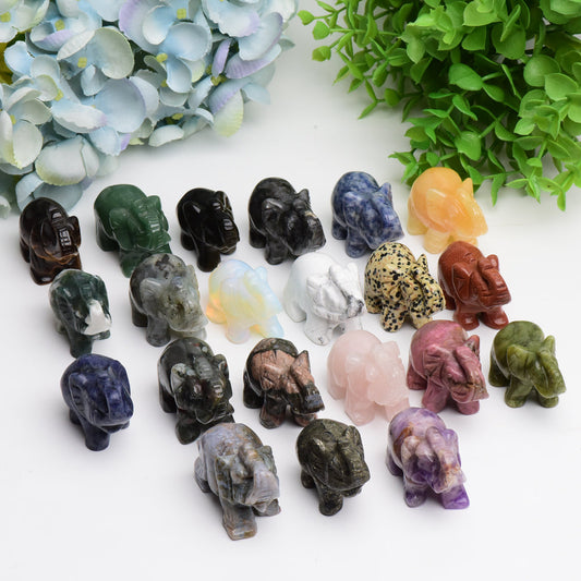 2.0" Mixed Crystal Elephant Animal Crystal Carving  Wholesale Crystals