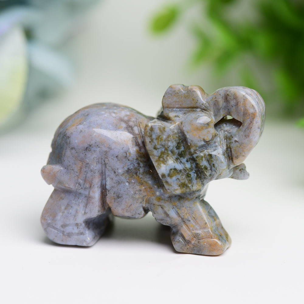 2.0" Mixed Crystal Elephant Animal Crystal Carving  Wholesale Crystals