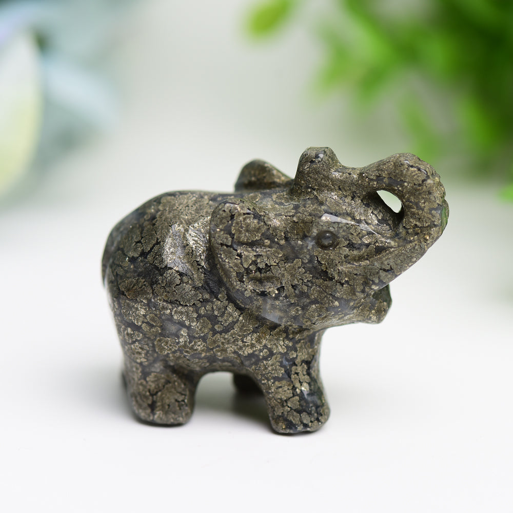 2.0" Mixed Crystal Elephant Animal Crystal Carving  Wholesale Crystals