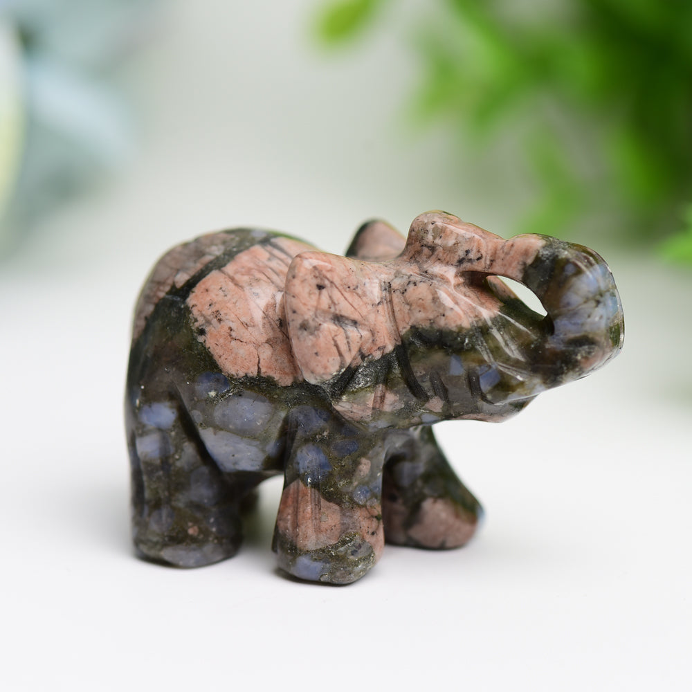 2.0" Mixed Crystal Elephant Animal Crystal Carving  Wholesale Crystals