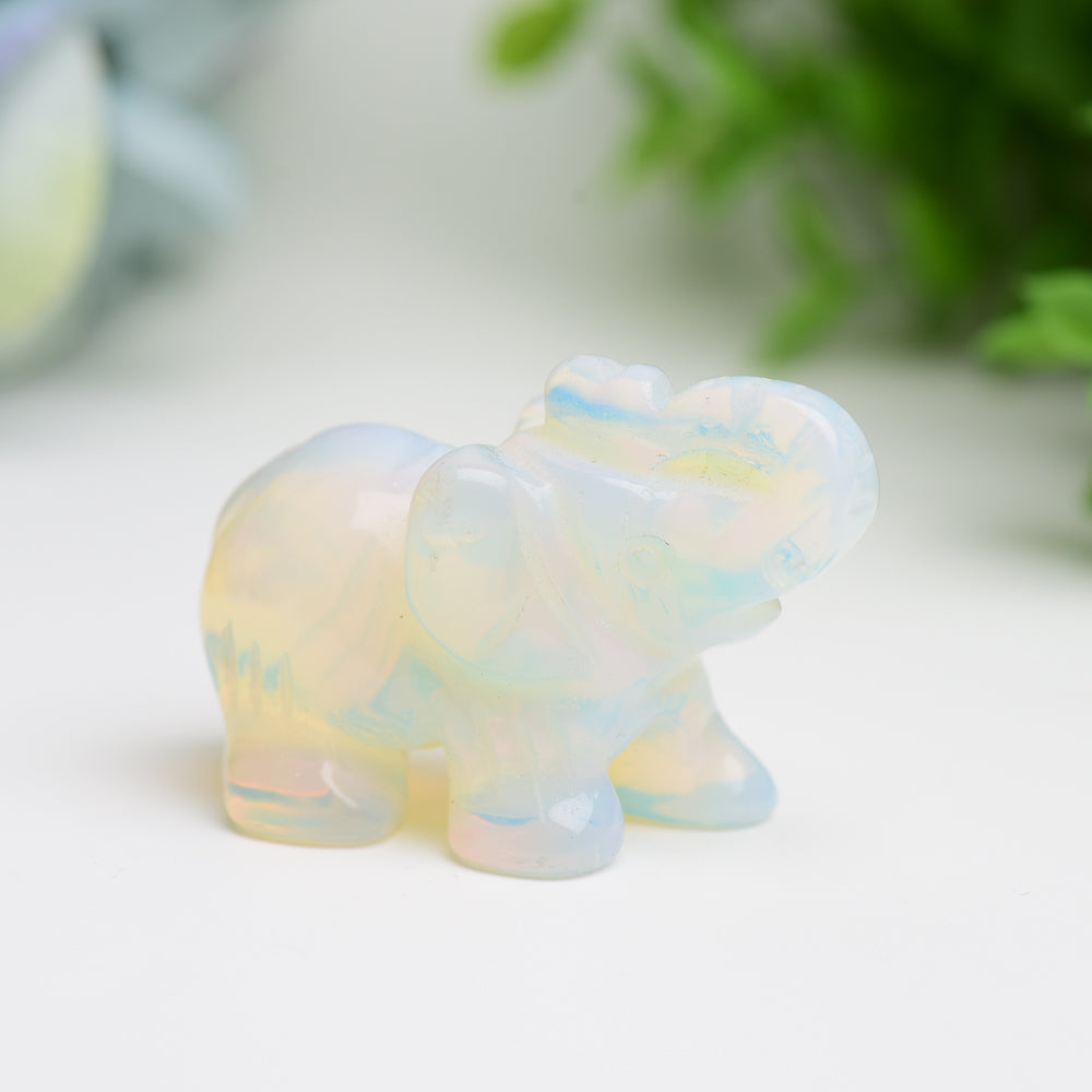 2.0" Mixed Crystal Elephant Animal Crystal Carving  Wholesale Crystals