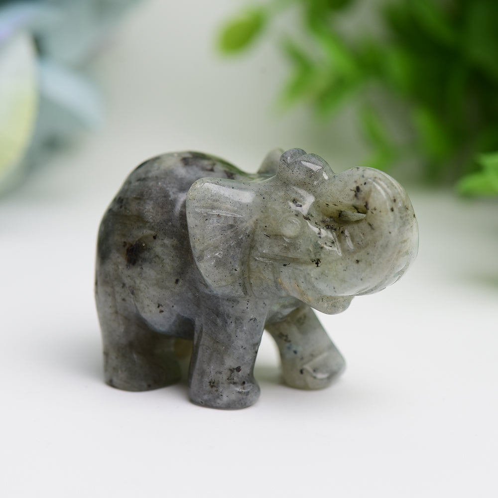 2.0" Mixed Crystal Elephant Animal Crystal Carving  Wholesale Crystals