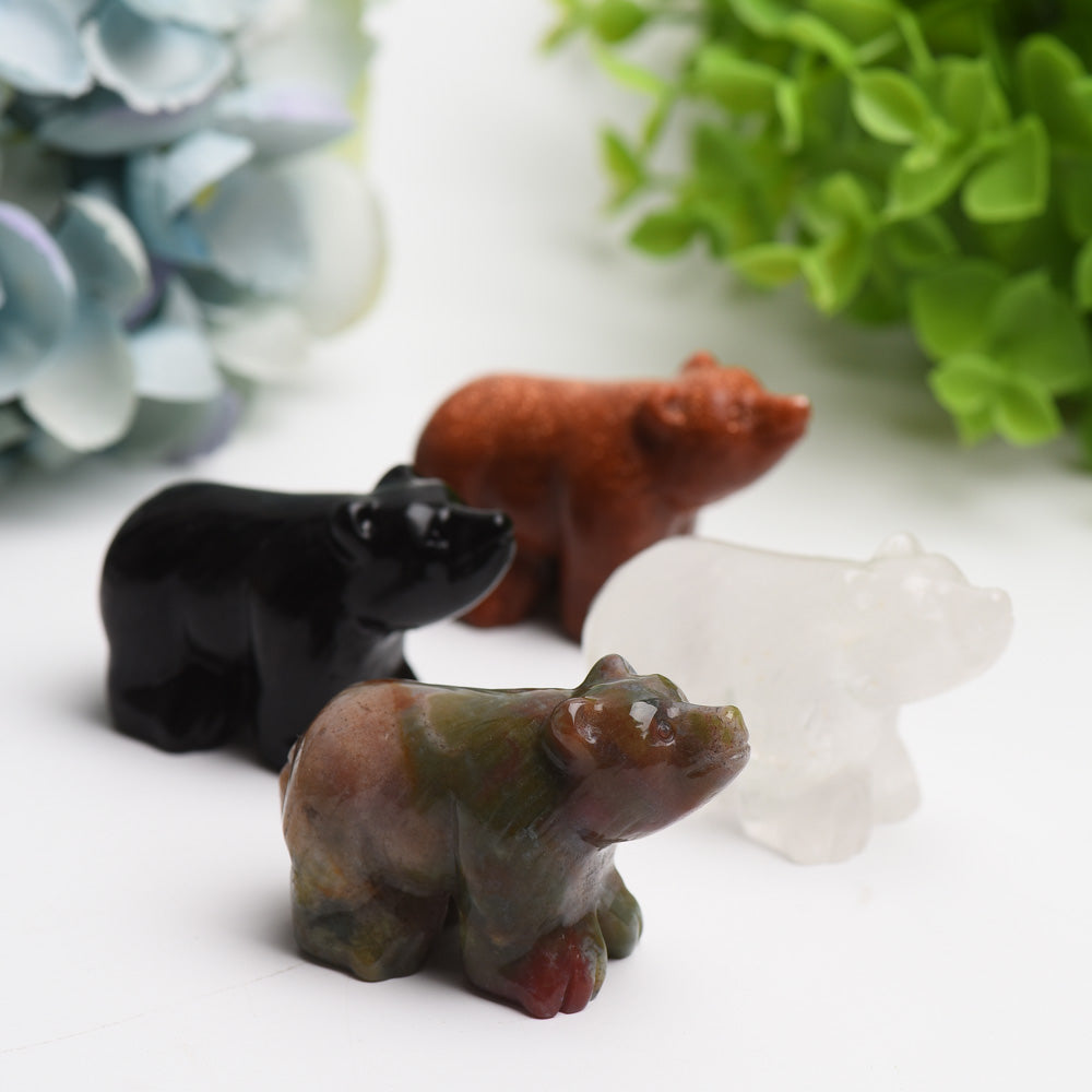 2.2" Mixed Crystal Bear Crystal Carving Bulk Wholesale  Wholesale Crystals