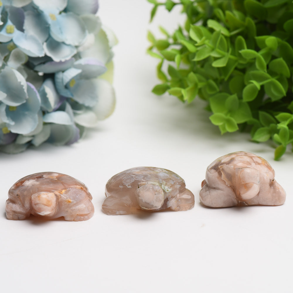 2.0" Flower Agate Turtle Crystal Carving Bulk Wholesale  Wholesale Crystals