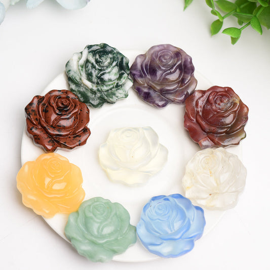 1.4" Mixed Crystal Rose Flower Carving Bulk Wholesale  Wholesale Crystals