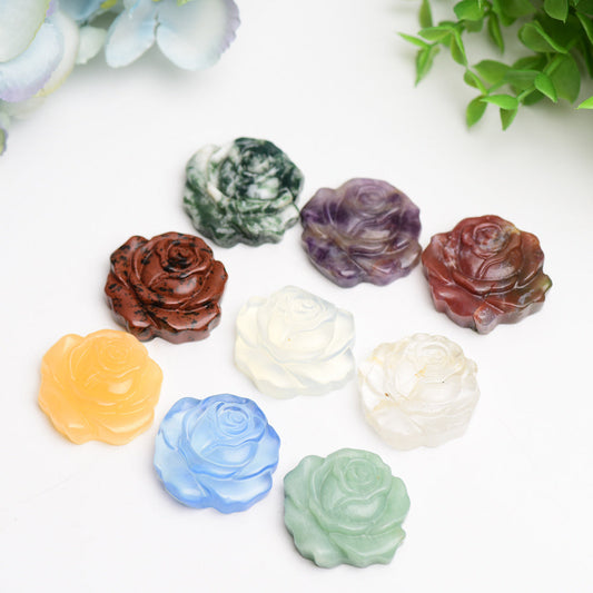 1.4" Mixed Crystal Rose Flower Carving Bulk Wholesale  Wholesale Crystals