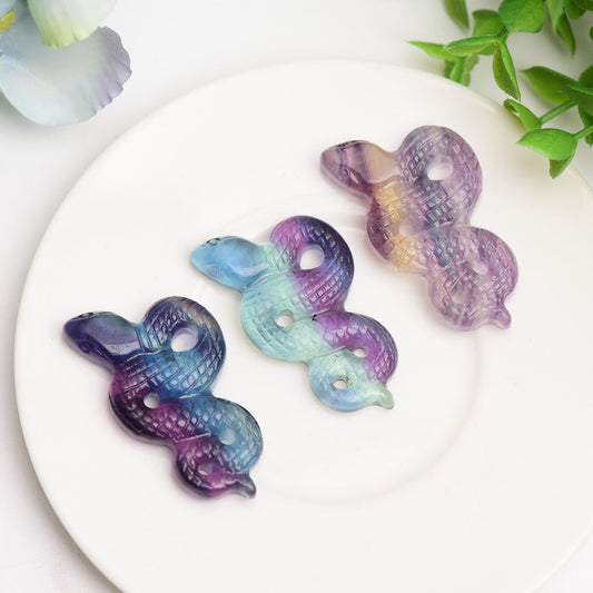 2.0" Rainbow Fluorite Snake Carving Bulk Wholesale  Wholesale Crystals