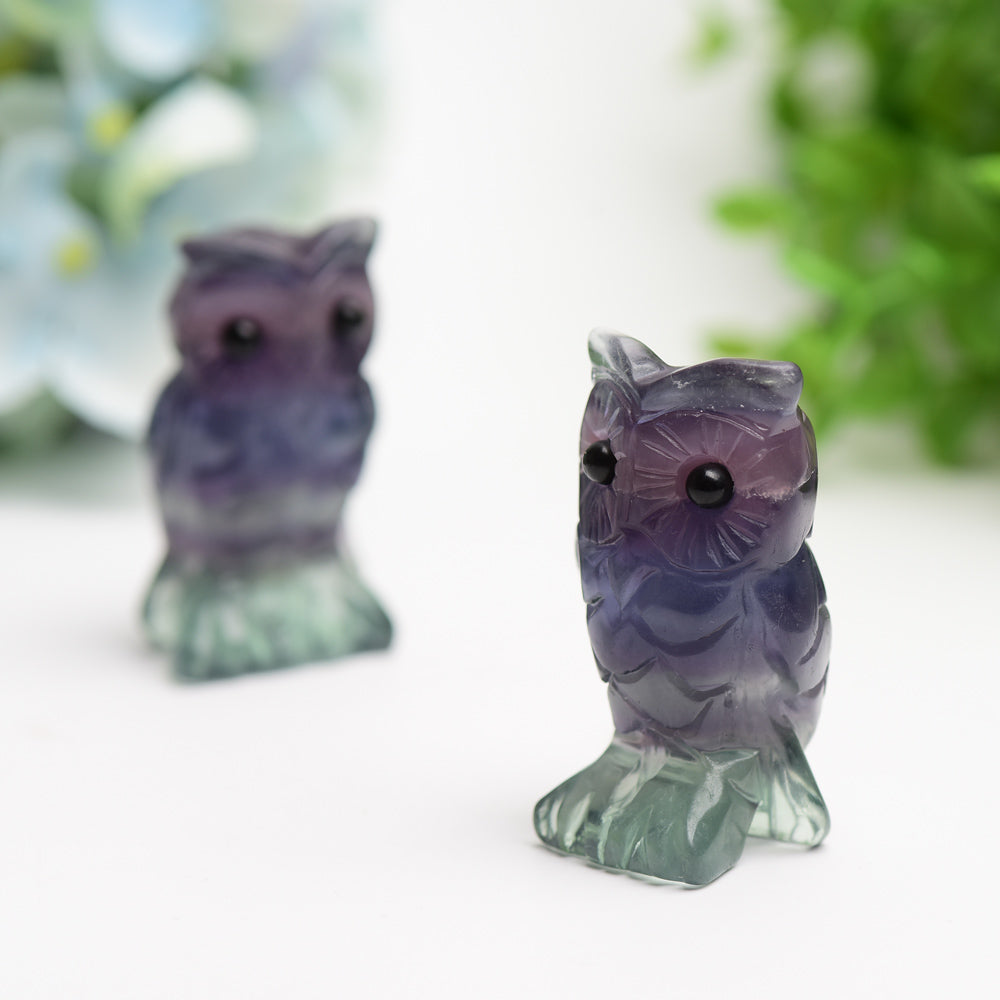 2.4" Rainbow Fluorite Owl Carving Bulk Wholesale  Wholesale Crystals