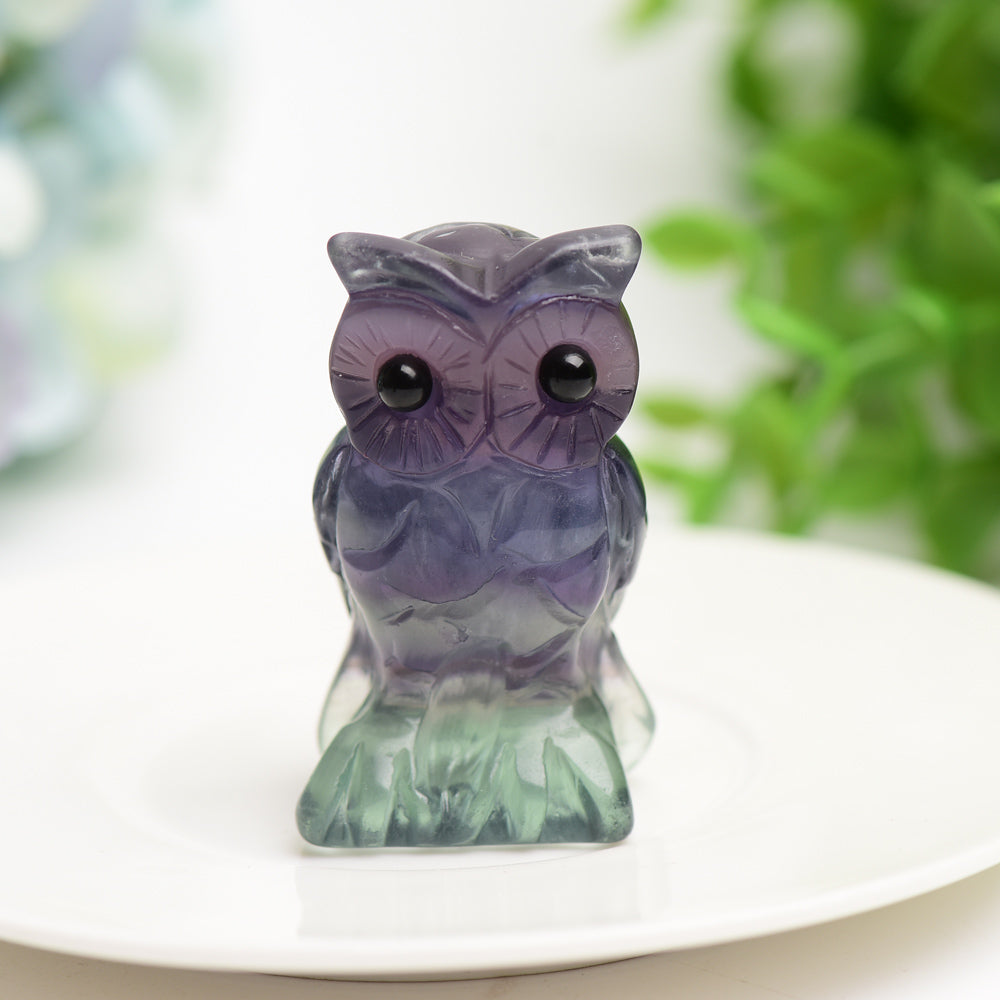 2.4" Rainbow Fluorite Owl Carving Bulk Wholesale  Wholesale Crystals