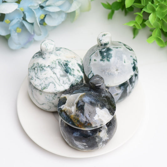 2.5" Moss Agate Mushroom House Crystal Carving Free Form  Wholesale Crystals