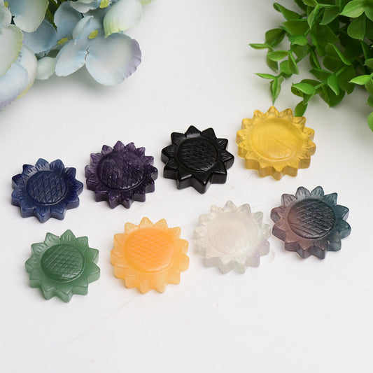 1.3"-1.5" Mixed Crystal Sunflower Carving Bulk Wholesale  Wholesale Crystals